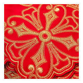 Borda vermelha para toalha de altar cruzes e flores h 35 cm