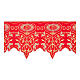 Red altar tablecloth border with JHS and white flowers, h 10.5 in s1
