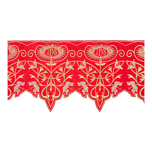 Volante JHS flores rojo mantel altar h 27 cm 1