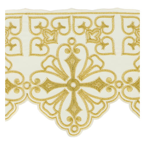 Altar tablecloth trim crosses golden leaves h 22 cm 2