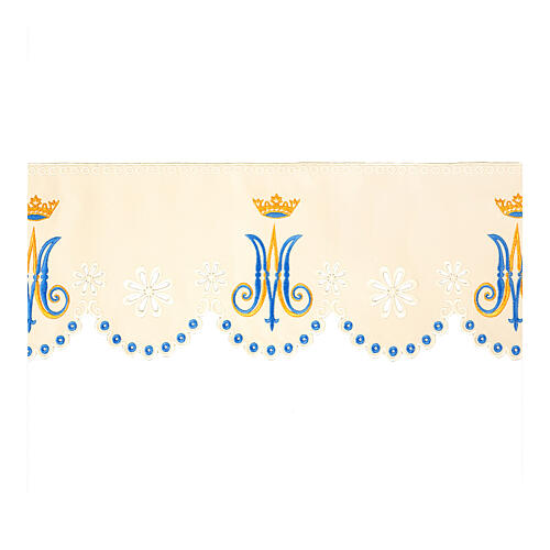 Volante blanco mariano flores mantel altar h 20 cm 1