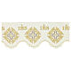 Bordure couleur ivoire nappe d'autel avec JHS et croix h 19 cm s1