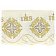 Bordure couleur ivoire nappe d'autel avec JHS et croix h 19 cm s3