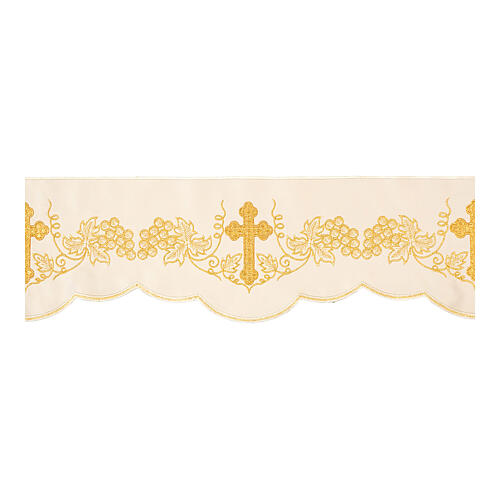 Volante uva cruces marfil mantel altar h 15 cm 1