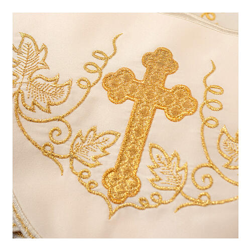 Bordure nappe d'autel couleur ivoire avec raisin croix h 15 cm 2