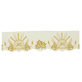 Borda cor de marfim JHS com raios folhas e trigo para toalha de altar h 15 cm