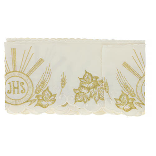 Borda cor de marfim JHS com raios folhas e trigo para toalha de altar h 15 cm 3