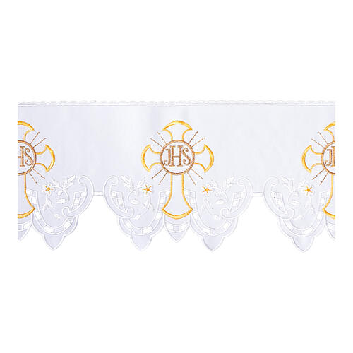 Volante cruces blanco mantel altar h 22 cm 1