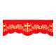 Volante rojo cruces uva hojas mantel altar h 15 cm s1