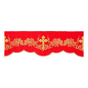 Bordure pour nappe autel rouge avec croix et sarments h 15 cm