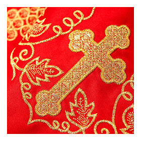 Borda vermelha para toalha de altar cruzes uva douradas h 15 cm
