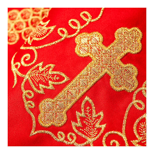 Borda vermelha para toalha de altar cruzes uva douradas h 15 cm 2