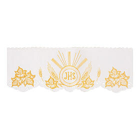 White border for altar tablecloth, JHS and leaves, h 6 in