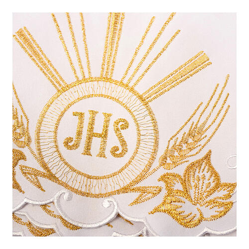 Volante mantel de altar JHS espigas blanco celebración h 15 cm 2