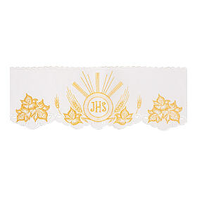 Bordure pour nappe autel blanche avec JHS et épis h 15 cm