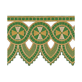 Bord de nappe d'autel décorations croix or h 25 cm vert