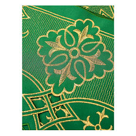 Green altar cloth trim, h 8 in, golden crosses and geometric pattern