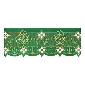 Balza colore verde ricamo oro croci h 20 cm decorazioni