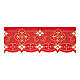 Altar cloth trim, h 3.5 in, red fabric with golden crosses and geometric pattern s1