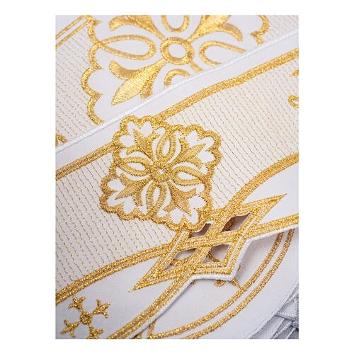 Altar cloth trim, gold and white, h 3.5 in, crosses and geometric pattern 2
