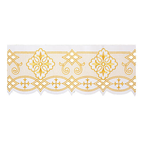 Renda de altar decorações cruzes h 9 cm ouro e branco 1