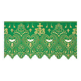 Renda para altar decoração bordado ouro h 24 cm verde