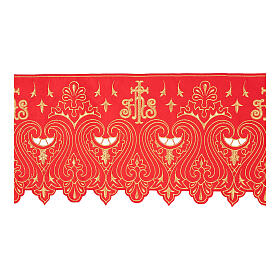 Red altar cloth trim with Baroque golden embroidery, 9.5 in