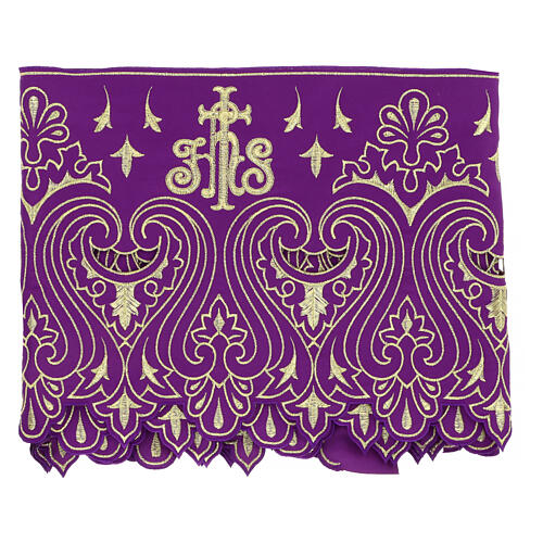 Purple colored trim for altar tablecloth 24 cm gold 3