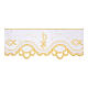 Modern altar cloth trim with stylised fish and Chi-Rho, embroidery of white fabric, h 8 in s1