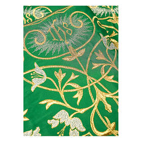 Trim for altar cloth with IHS and flowers, h 10 in, green and gold