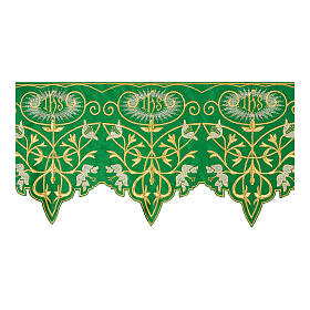 Volante para mantel de altar flore IHS h 27 cm color verde