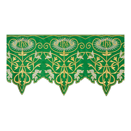 Bord pour nappe d'autel fleurs IHS h 27 cm vert 1