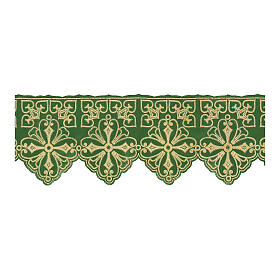 Green trim for altar cloth with geometric flowers and crosses, h 9 in