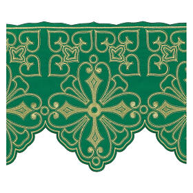 Green liturgical altar ruffle h 35 cm cross flowers