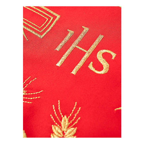 Red altar cloth trim with IHS, wheat and cross, h 12 in 2