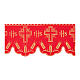 Red altar cloth trim with IHS, wheat and cross, h 12 in s1