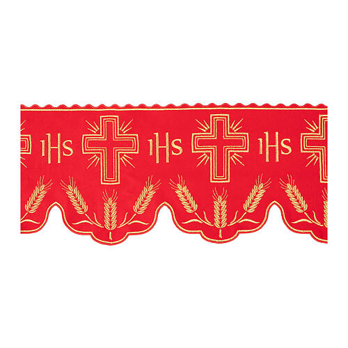 Balza d'altare IHS grano croce h 31 cm rosso 1