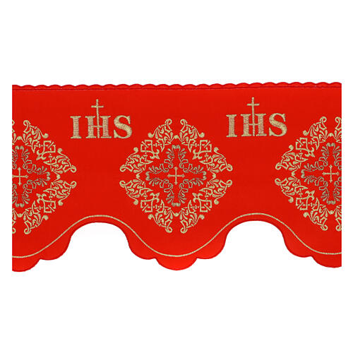 Volante rojo para altar IHS con cruz h 19 cm 2