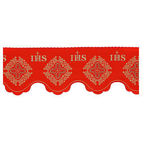 Red altar edge trim IHS cross h 19 cm