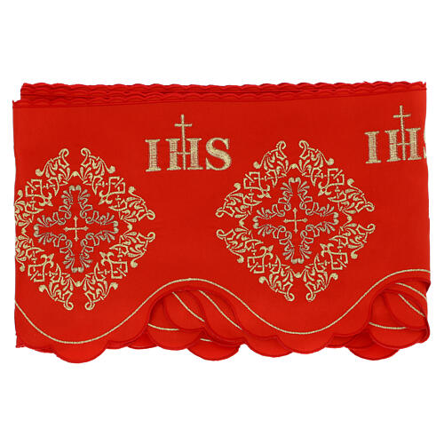 Red altar edge trim IHS cross h 19 cm 3