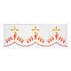 Altar cloth frill with dove, flames and crosses, h 7 in, white polyester s1