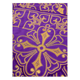 Bord de nappe d'autel violet h 35 cm croix et motif floral