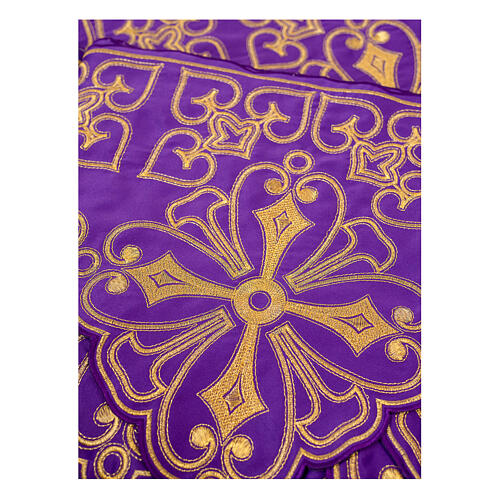 Gold altar frill and crosses floral decoration h 35 cm purple 2