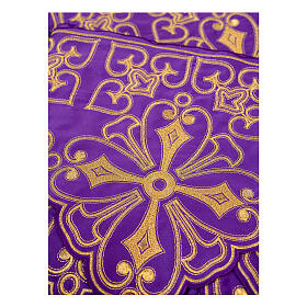 Volante para altar violeta y oro flores cruces 22 cm altura