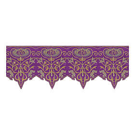 Volante violeta para altar h 27 cm IHS flores oro