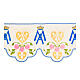 Altar cloth trim with Marial initials and pink roses, h 10 in s1