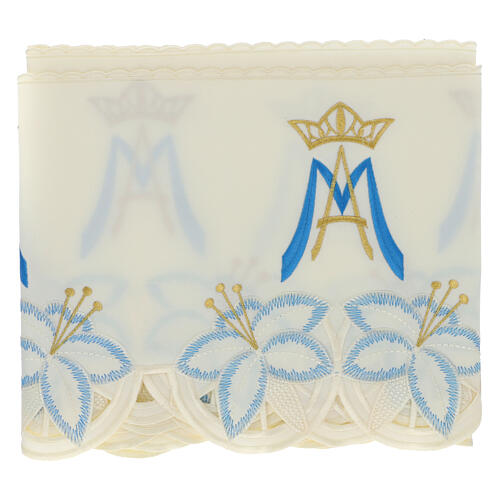 Renda de altar cruz IHS cor de marfim h 25 cm trigo 3