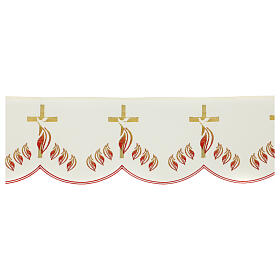 Bord de nappe d'autel couleur ivoire colombe flammes h 17 cm