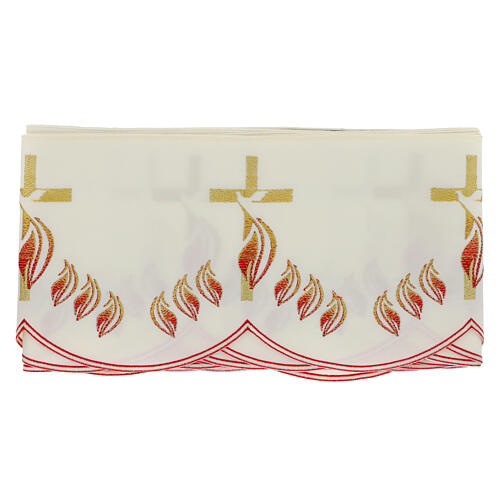 Ivory colored altar table cloth trim with fire dove h 17 cm 3