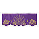 Bord de nappe d'autel violet blé JHS fleurs h 15 cm s1